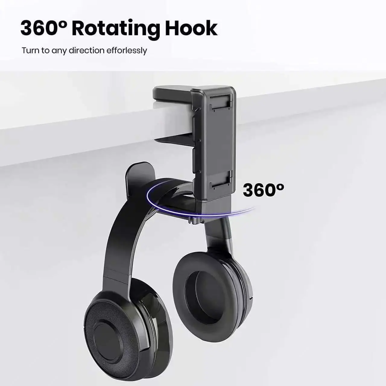 PC Gaming Headset Stand with Adjustable and Swivel Arm, Headphone Hanger, Universal Desktop Stand for Headsets, Space-saving design, suitable for gamers, Headphone Storage