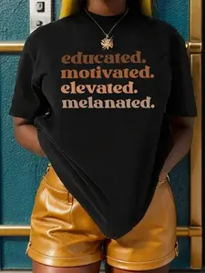 Women's Letter Print Round Neck Graphic Tee,Vintage Trendy Casual Drop Shoulder Half Sleeve crew neck  T-shirt for Daily Wear, Ladies All Seasons Top,Graphic Tees Women Cotton Womenswear