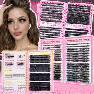 Wispy Lash Clusters Mixed Styles 9-16mm Natural Soft & Mega Dense Fluffy D Curl Individual Eyelashes Extensions At Home Extension Supplies[No Glue]