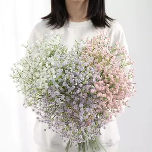 5pcs Gypsophila Decorative Artificial Flowers, Realistic Faux Flowers, Baby Breath Fake Bouquet, Home Decor, Wedding Party Decoration