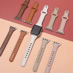 Random Color Apple Smartwatch Band, Leather Watch Strap, Versatile Strap for All Series, Compatible with Apple Watches, Stylish and Durable