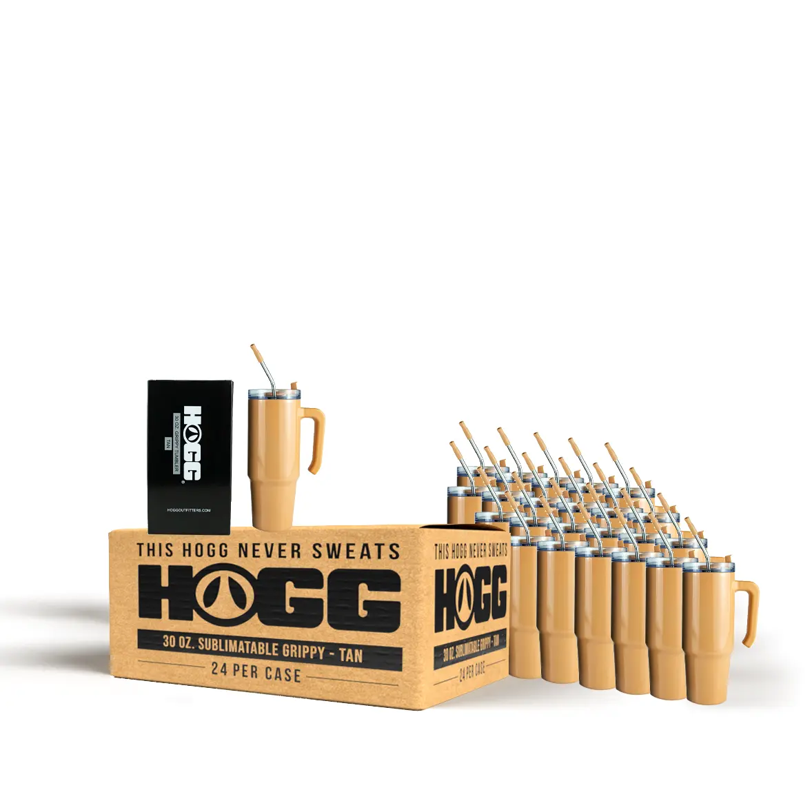 30oz Sublimatable Grippy Tumbler Case (24 Units) - Tan