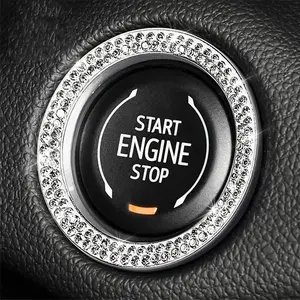 Rhinestone Car Engine Start Button Decorative Ring, Self-adhesive Artificial Crystal Design Car Engine Start Stop Button Ring For Car Decoration