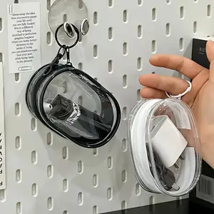 Clear Mini Cable Organizer, 2 Counts Convenient Travel Cable Storage Container with Key Chain, Suitable for Indoor & Outdoor