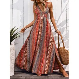 Ladies' Casual Vacation Style Long Dress, Hawaiian Style Maxi Vacation Beach Outfits Women