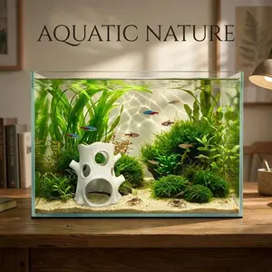 3D Printed Pla Aquarium Decor, Hollow Cave Fish Shelter, Freshwater & Saltwater Compatible, Stress Relief for Betta & Small Fish