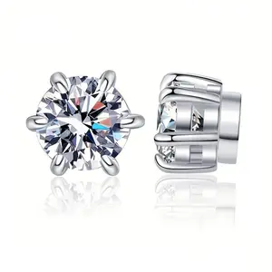Magnetic Simple 2CT Moissanite Earrings No Need to Pierce the Ear Perfect for Valentine's Day Mother's Day