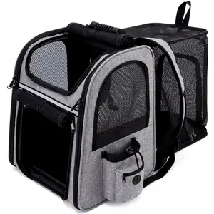 Pet Supplies Portable Breathable Double Shoulder Cat Bag, Foldable Puppy Backpack, Fashionable and Expandable Pet Bag travel carrier pet travel small medium