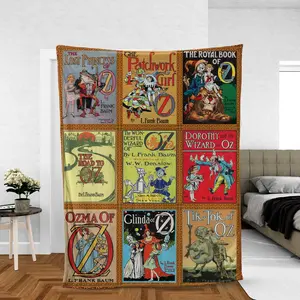 Wonderful Wizard of Oz Vintage Book Covers Woven Blanket, Wizard of Oz Fleece Minky Blanket, Wicked Gift Home Decor, Soft And Comfortable, Polyester Coarse Knit, All Season Warm And Comfortable Fleece Blanket, Suitable For Dormitories, Office Naps, Sofa