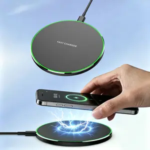 Fast Wireless Charger Pad, 15W Max Aluminum Alloy Wireless Charging Station, Slim Portable Non-Slip Charging Mat Compatible with iPhone, Samsung Galaxy, Pixel, AirPods, Multi Devices for Home Office Desk Daily Use