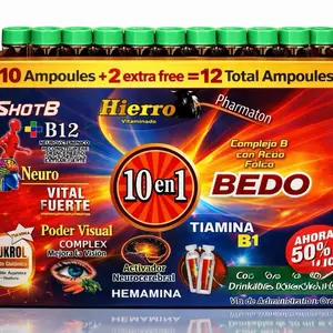 10in1 Complex B B12 Antioxidant Supplement - 12 Single Doses of 15 mL for Healthcare and Edible Fitness, No Gluten, No Gluten-Free - Vitamin