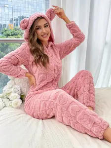 Cozy Hooded Onesie for Women – Soft & Warm Loungewear Pajamas, Perfect for Cold Nights