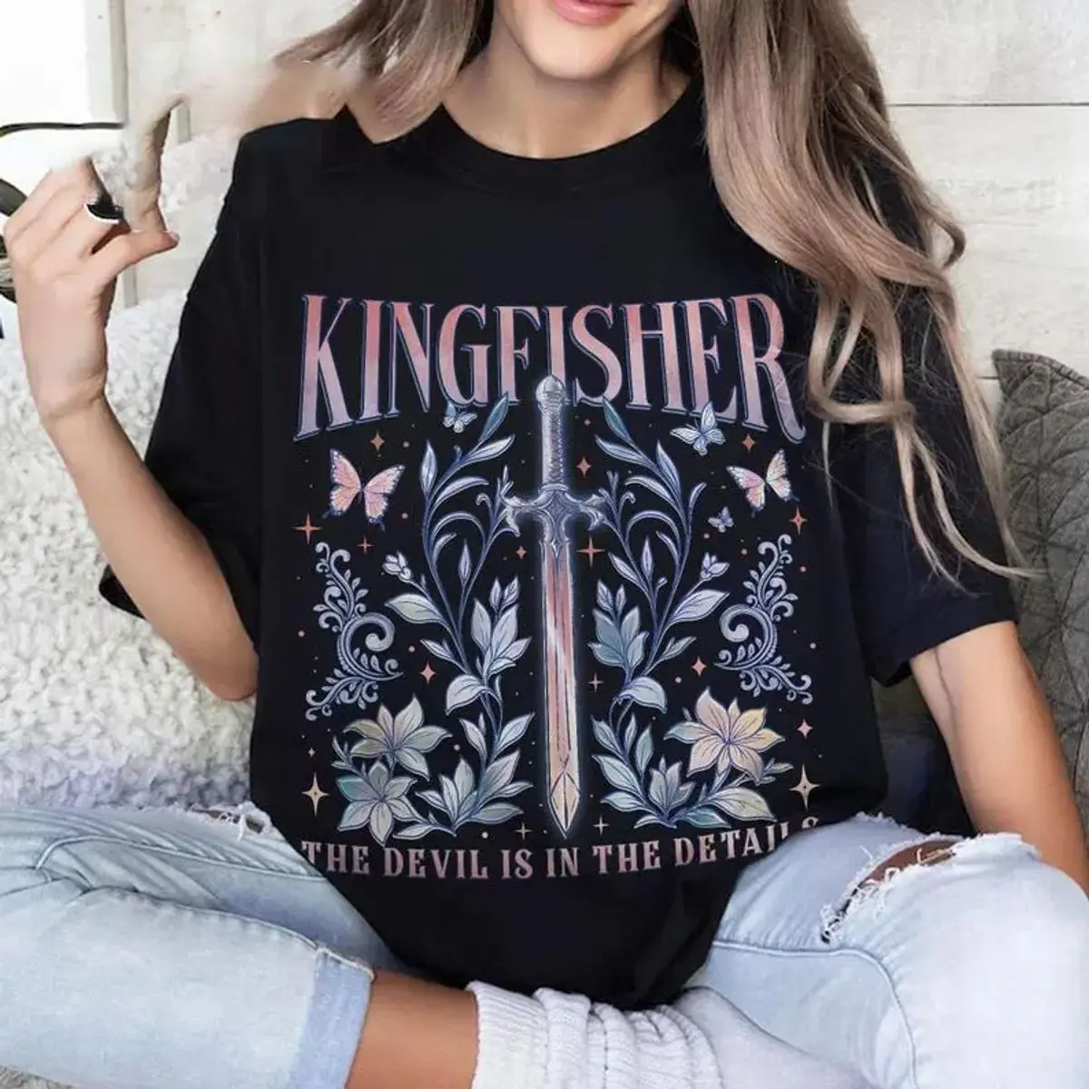 Comfort Colors Quicksilver Kingfisher T Shirt, Fantasy Bookish Shirt, Quicksilver Callie Hart Tee, Saeris Fane Kingfisher Inspired, Unisex Fitted Short Sleeve Tee, Casual Clothing