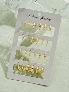 Simple Geometric Design Hoop Earrings, 6/12 Pairs Fashionable Earrings for Women & Girls for Party, Daily Clothing Decor, Trendy All-match & Exquisite Jewelry, Zinc Alloy Material, Hoop Type for Birthday Gift