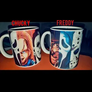 Halloween Coffee Mug, Chucky Mug, Freddy Mug, Scary Mug, Halloween Theme Mug