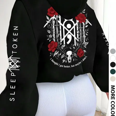 Women's Graphic Hoodie with Drawstring Pocket, Loose-Fit Street Style Sweatshirt, Casual Sweatshirts for Fall & Winter, Casual Daily Wear Outdoor Apparel