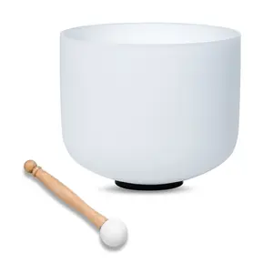 432hz Quartz Crystal Singing Bowl 9 inch F NOTE Heart Chakra White For Mindfulness Meditation