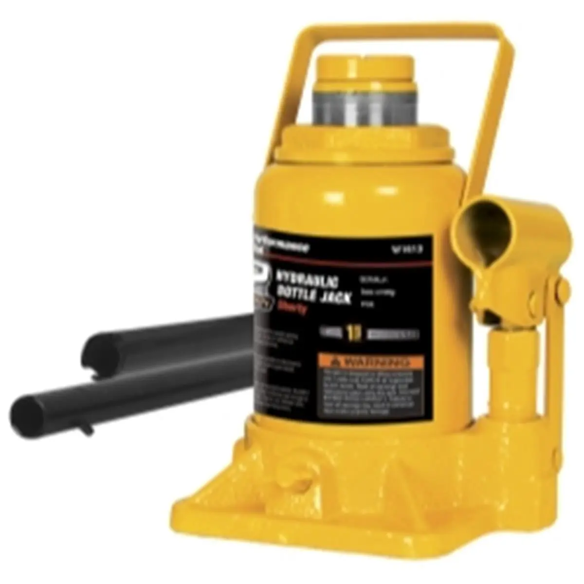 WILMAR WLMW1643 Steel 12-Ton Shorty Hydraulic Bottle Jack, 24000 lb Capacity, 6-11/16" to 13" Lift Range, Adjustable Top Screw, Auto-Function Design, Patented Bypass Device, Folding Handle for Truck Service