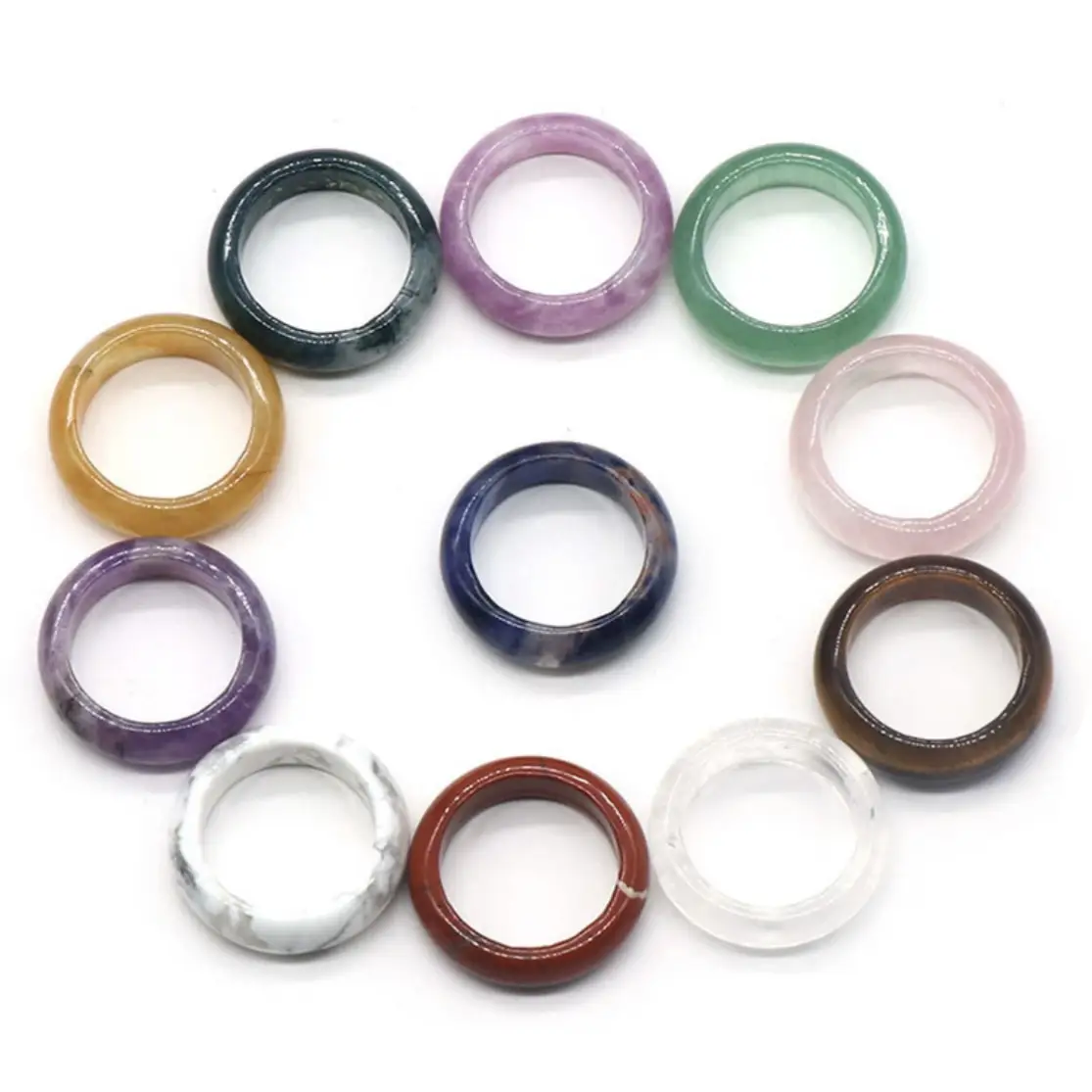 Natural Crystal Ring Size 18mm - 20mm Gorgeous Stone Bead Beads Gemstone Jewelry Energy Healing Love Girlfriend Boyfriend Souvenir Valentine Father Mo