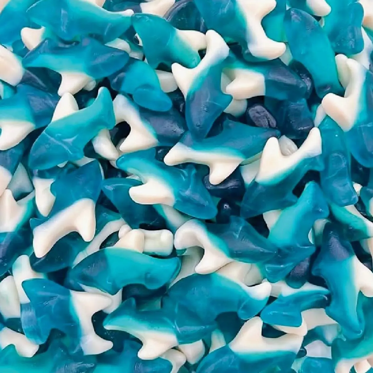 Blue Sharks Gummy Candy | 1 Pound Bag | Blue Raspberry Flavor | Chewy Fruity Gummy Sharks | Ocean Gummy Fish for Parties, Candy Buffets, Themed Events
