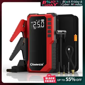5000a Air Compressor Starter with 150psi Tire Inflator Pump, Portable 12V Jump Start Box with LCD Display & Flashlight, Travel Essential Accessory, Car Accessories