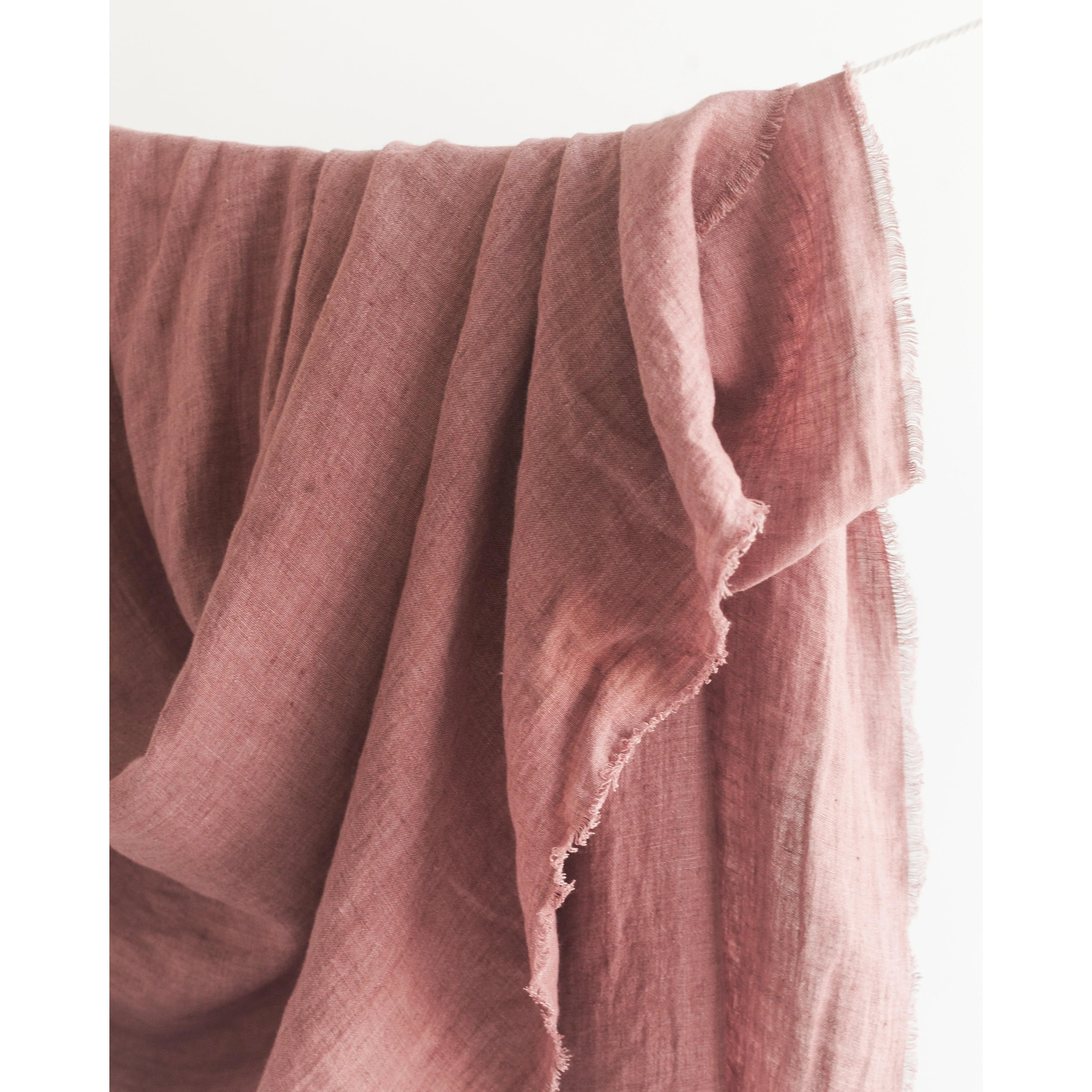 Stone Washed Linen Throw - Ash Rose