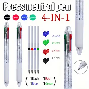 High-Quality Four-In-One Ballpoint Pen Set, Blue Ink Cartridges, Smooth Writing Retractable Pens Office Supplies