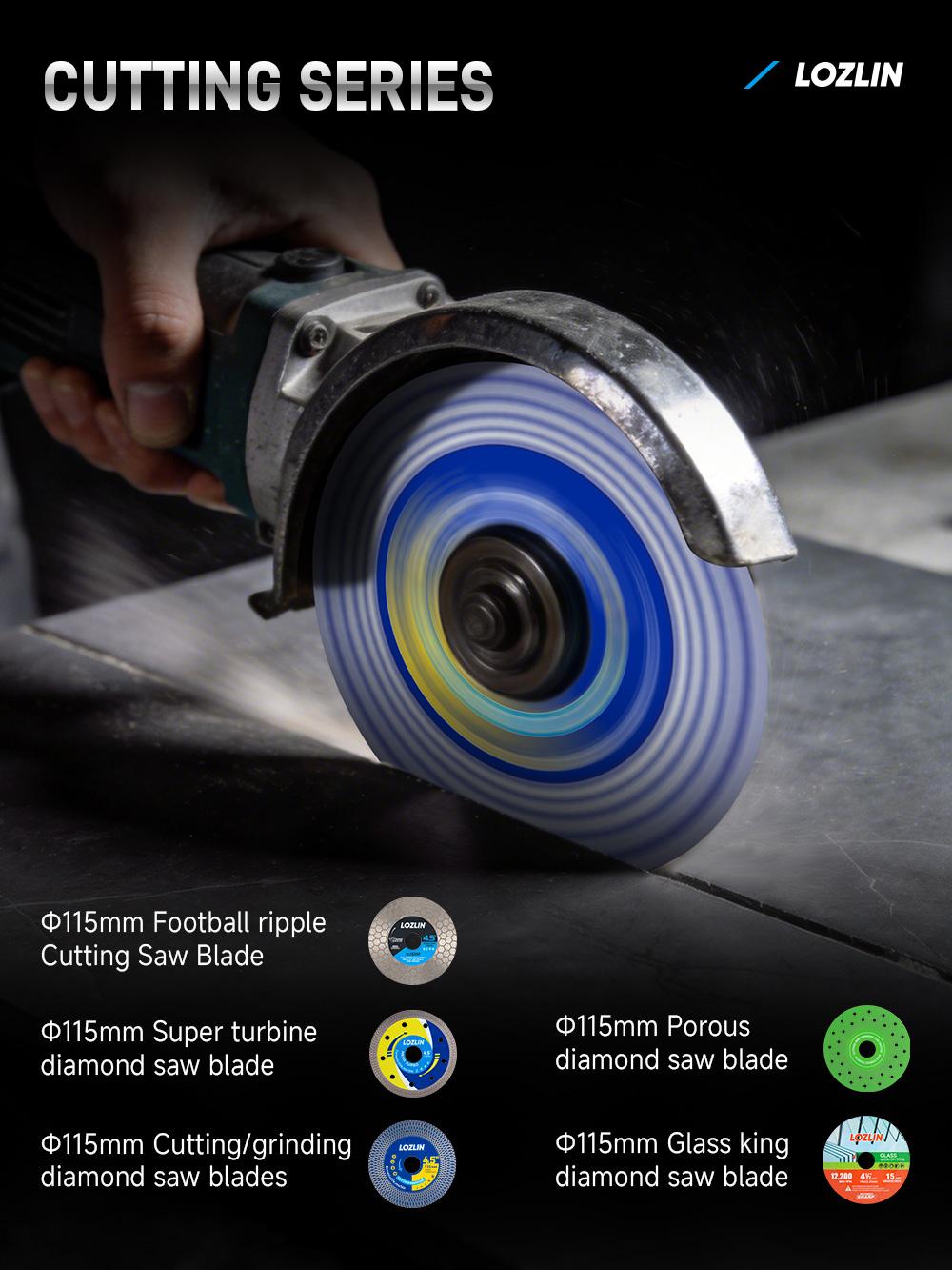 LOZLIN 17PCS Diamond Tool Kit for Tile, Includes Diamond Drill Bits, Saw Blades, Polishing Pads,Hand Pad, Chamfer Drill & Milling Bits, Cut & Grind Porcelain, Glass, Marble, Quartz and Ceramic