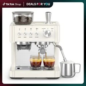 【Deals For You Days】COWSAR Espresso Machine,58mm Commercial Brewing Head,15 Bar Professional Espresso Maker with Barista Coffee Grinder/Milk Frother,Coffee Machine for Espresso/Cappuccino/Latte,Forther integrated design,Ideal for Home/Office
