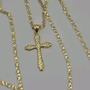 CROSS nugget necklace 24"inches gold-plated  fancy design