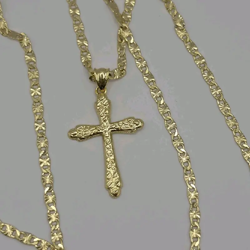CROSS nugget necklace 24"inches gold-plated fancy design