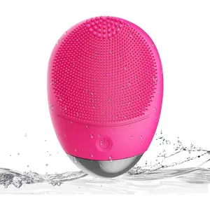 Facial Cleansing Brush, 3-in-1 Electric Soft Silicone Waterproof Face Brush, USB Rechargeable IPX7 Waterproof Sonic Vibration Face Brush, for Deep Cleansing, Gentle Exfoliation and Massage