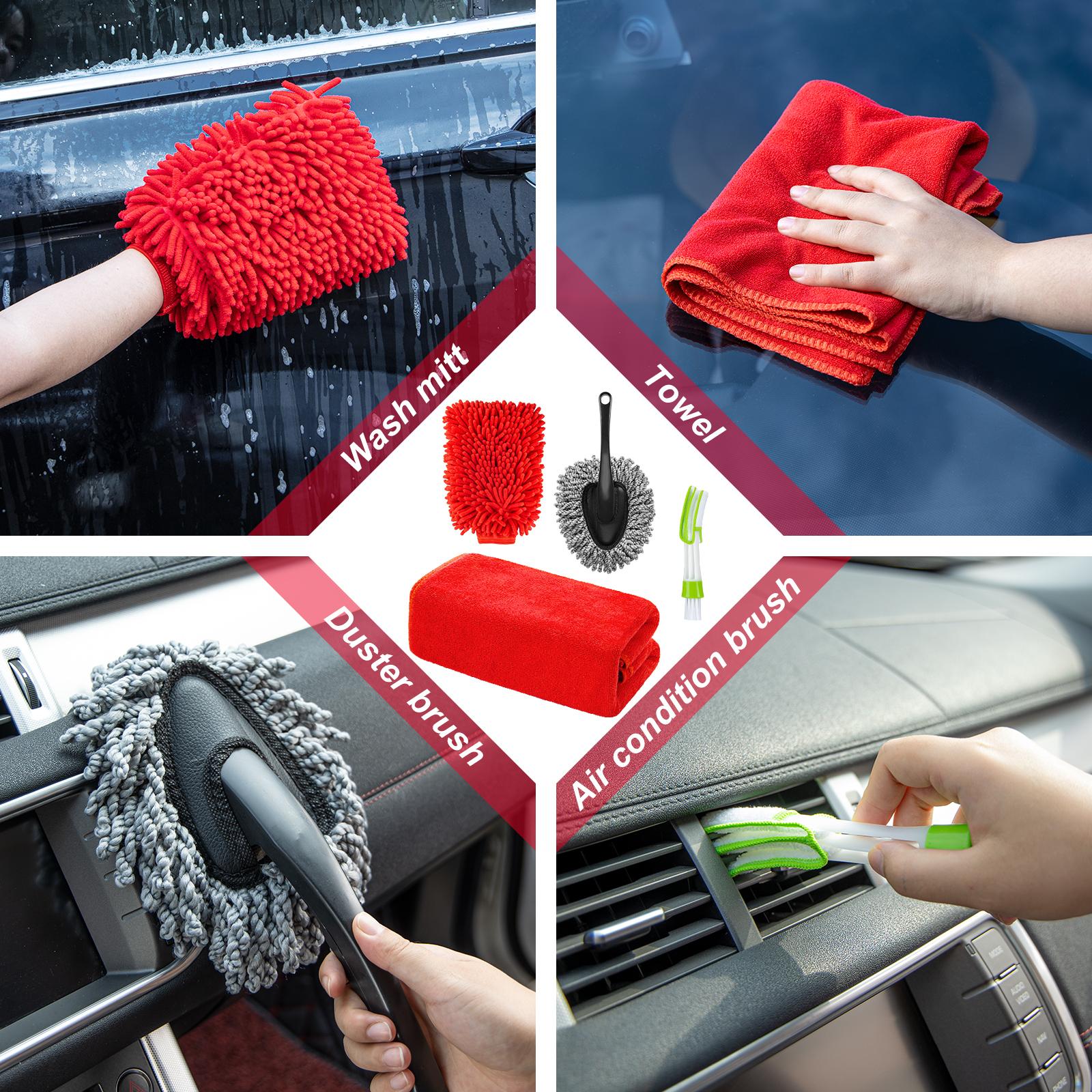26/42Pcs Car Wash Cleaning Kit with Foam Gun Sprayer, Detailing Brushes, Window Water Scraper, Tire Brush, Towels – Complete Detailing Products for Interior & Exterior Care, Car Detailing Products