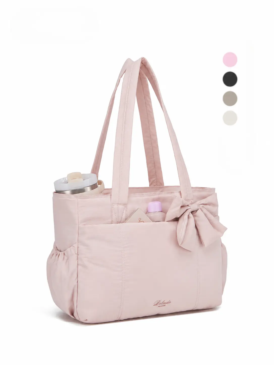 BELINDA Women's Lightweight Tote Bag - Bow Detail, Multiple Compartments, Work Bag for Daily Errands, Travel, Tote Bags Casual Everyday Bag