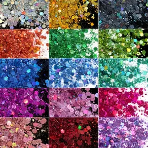 MonkeyBro60g Mixed Laser Flash Powder 12 Bags Holographic Sequins Glitter for Nail Art DIY Handmade Decoration Vase Filler Gift Bag Filler Art Projects High Quality Craft Materials