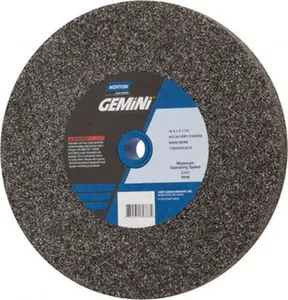 Norton 24 Grit Aluminum Oxide Bench & Pedestal Grinding Wheel 10" Diam x 1-1/4" Hole x 1" Thick, 2485 Max RPM, Very Coarse Grade 66253160788