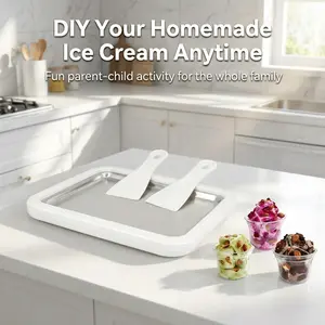 Ice Cream Roller Maker – DIY Rolled Ice Cream Tray | Instant Frozen Yogurt & Gelato Pan for Home | Fun Parent‑Child Activity | White