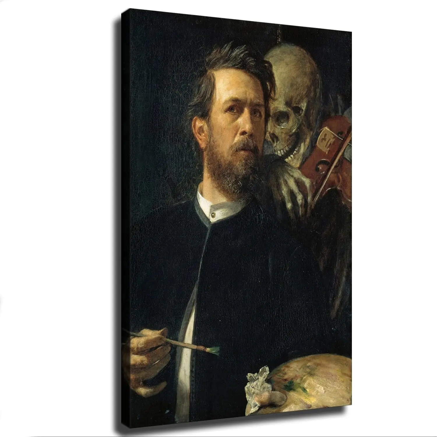 Vintage "Self-Portrait with Death Playing the Fiddle" Waterproof Hangable Durable Aluminum Metal Poster - Unframed, 8x12in Indoor Home Decor for Living Room, Kitchen, Bedroom, Bar