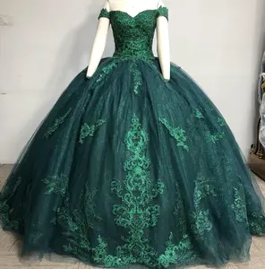 (LIVE 28) Quinceanera Ball Gown Dress Glitter Tulle and Off-The-Shoulder Design Mexican Sweet 15 Party Dress