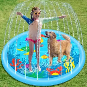 Splash Pad Water Toys - Sprinkler Mat for Kids Play Water Games Pool Fun, Summer Outdoor Garden Lawn Backyard Party Supplies Gifts for Boys Girls (Sea Themed)