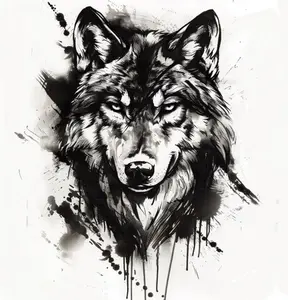 Wolf Face Decal for Cars & Trucks - Premium Black Vinyl Bumper Sticker - Durable Ink Splash Art Design - Waterproof Window Decal for Men & Outdoor Lovers