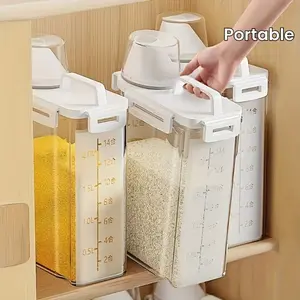 Airtight Food Storage Box, 1 Count Portable Leakproof Food Storage Jar with Lid, Kitchen Organizer for Grains, Nuts, Flour and Rice