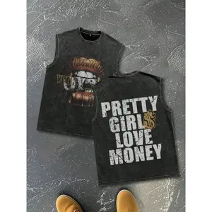 Men's cotton vest, cartoon pattern, loose fit, wide shoulder design, gift for boyfriend and husband, casual for commuting, unisex couple's outfit