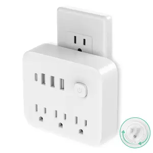 7-in-1 Outlet Extender with Surge Protector, 3 AC Outlet Splitter with 3 USB Wall Charger & 1 USB C Port, 90° Rotating Plug, Wall Plug Adapter with Power Switch