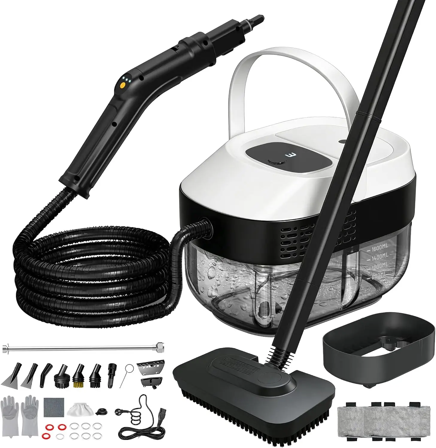 Primiorix Steam Cleaner & Steam Mop Plus 1500W | 54oz Large-Capacity Steamer with 3-Level Adjustable Steam – for Car, Tile, Grout, Couch, Floor, Bed, Dirt, Furniture
