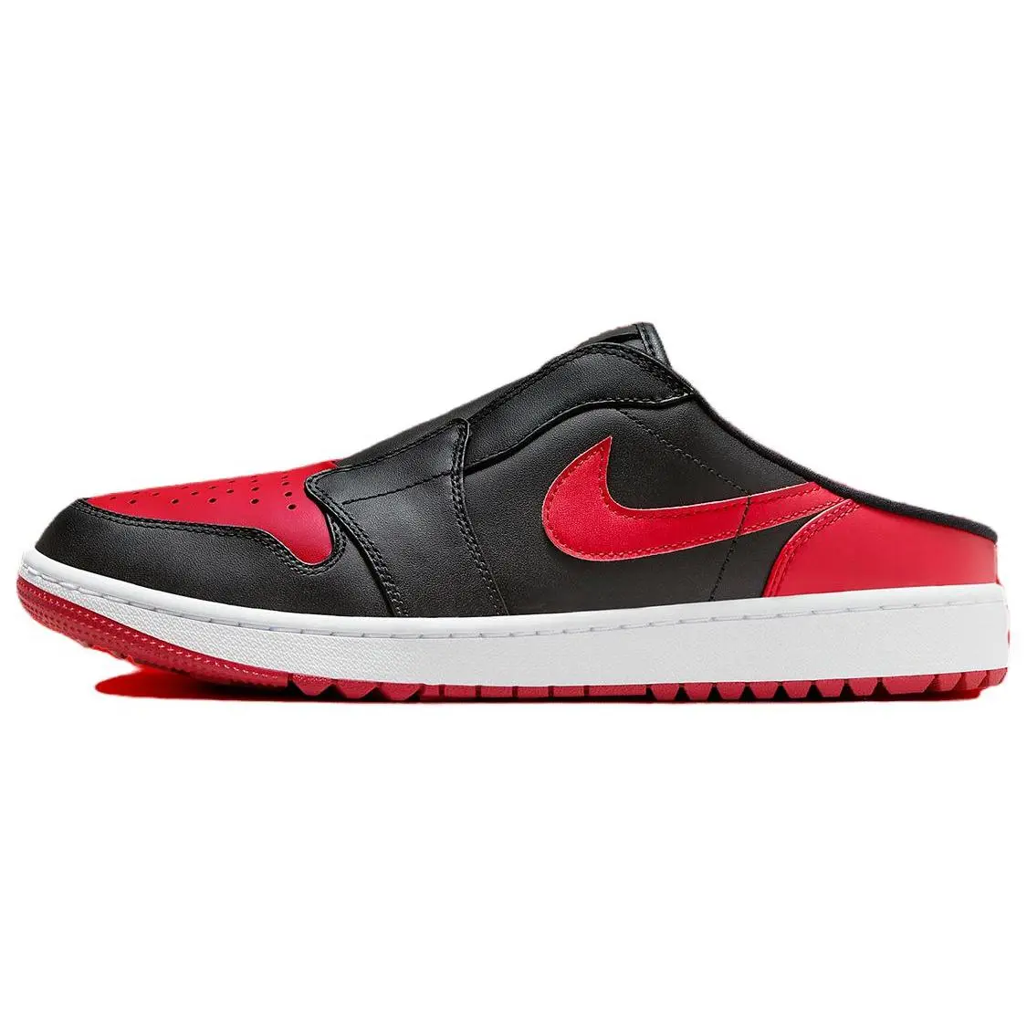 Jordan 1 Mule Golf Bred Trendy Low Top Unisex Black White Varsity Red FJ1214-001