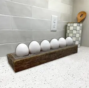 Countertop Egg Holder for Farm Fresh Eggs | Egg Tray Holds 6 or 12 Eggs in Reclaimed Wood Egg Sorter | Display and Store a Half Dozen  or Dozen Eggs | Can Use with Any Type of Eggs | Weathered Gray by BarnwoodUSA Kitchen Rustic Wood