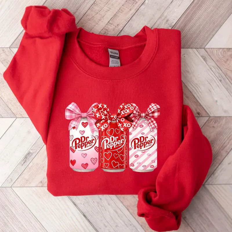 Dr Pepper Valentines Sweatshirt, Cute Holiday Crewneck, Soda Lover Shirt, Gift For Her, XOXO Graphic Tee