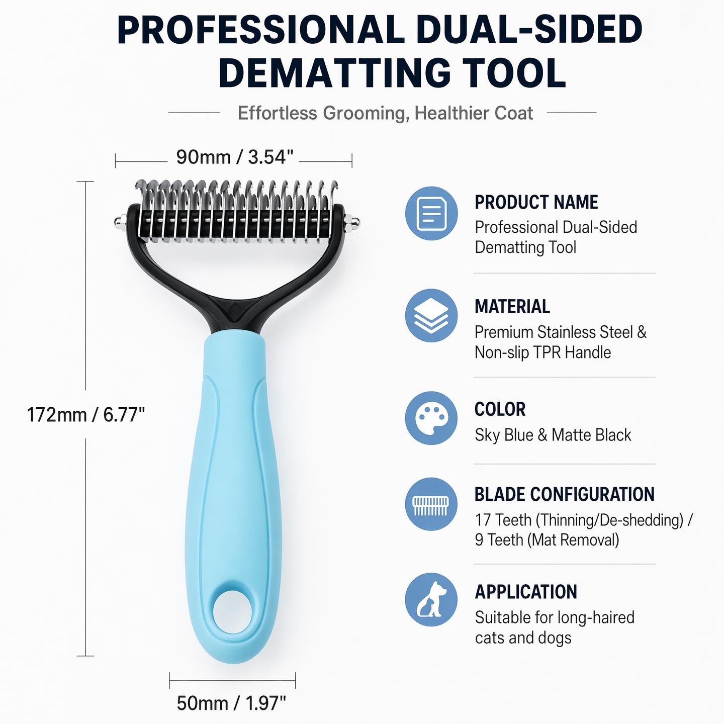 Pet Grooming Brush - Double Sided Shedding and Dematting Undercoat Rake Comb for Dogs and Cats, No More Nasty Shedding or Flying Hair Pet Grooming Brush - Double Sided Shedding and Dematting Undercoat Rake Comb for Dogs and Cats, No More Nasty Shedding or Flying Hair