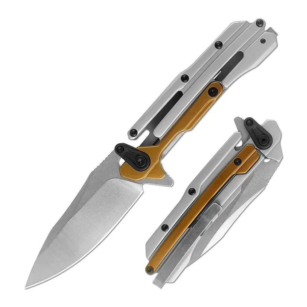 Portable Aluminum Frame Utility Cutter - 10cm Pocket  Tool with Quick-Open Mechanism, Manual Retractable, Stainless Steel Blade for Adults’ Camping, Household Tasks (Boxed)  items, Hiking / Light Outdoor edc